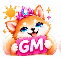 Malibu Inu holding a GM sign