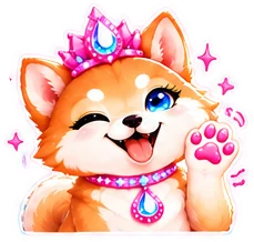 Malibu Inu winking and waving a paw